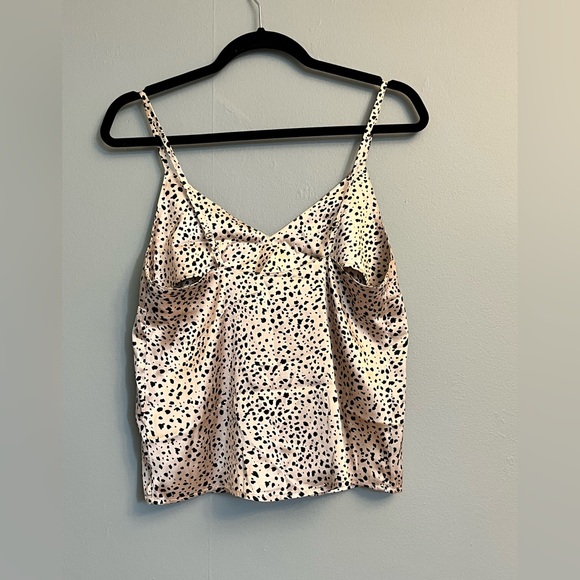 ASOS Dalmatian Print Champagne and Black Satin tank Top - Picture 3 of 4